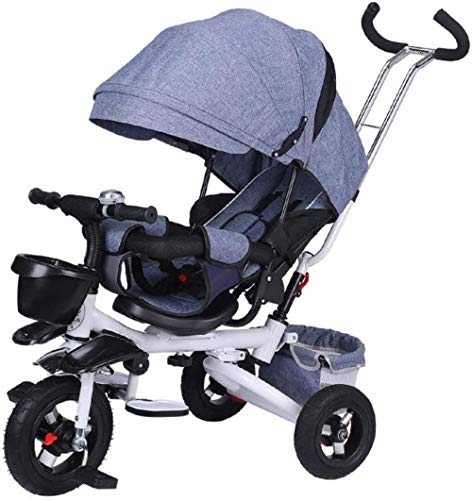 Carretilla Triciclo for niños, bicicletas de empuje infantil choque plegable Cesta de múltiples funciones de los niños del cochecito de bebé reversible parte posterior del frente del asiento frente Tr