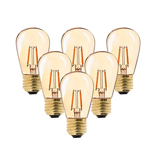 Century Light - Bombilla LED de filamento vintage, ST45, 1 W, sustituye a bombillas incandescentes de 10 W, luz blanca cálida de 2200K AC 230V E27 base media, cristal dorado, no regulable,6-unidades