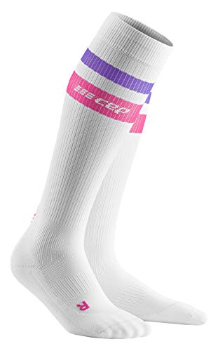 CEP - Calcetines de compresión para Hombre, 80, Hombre, Color Blanco/Rosa Morado, tamaño IV