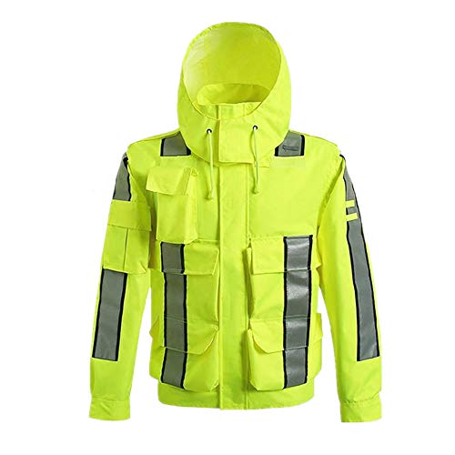 Chaqueta reflectante bicolor El Forro De Malla Transpirable Permite Que El Sudor Escape Impermeable Impermeable Impermeable Reflectante Impermeable Poncho Con Capucha Trabajo Actividades Al Aire Libre