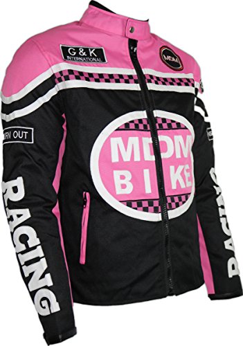 Chaqueta textil de motorista negro / rosa M