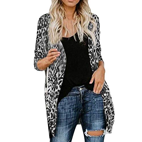 Chaquetas Largas Anchas otoño para Mujer,PAOLIAN Chaquetas de Punto Cárdigans Rebajas Elegantes Tallas Grandes Señora Moda Invierno Abrigos Acolchado Caliente Estampado Leopardo