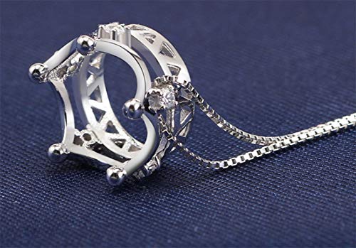 CHEN S925 Corona de Plata esterlina Elegante Colgante de Las Mujeres Elegante Incrustaciones en Miniatura Adornos de melocotón Collar de Plata Reina Princesa Corona