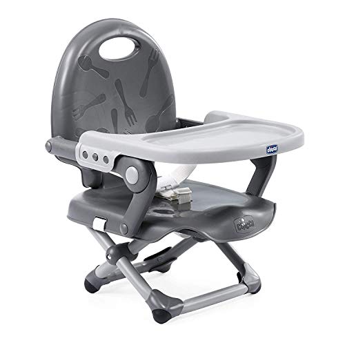 Chicco Pocket Snack Elevador asiento de silla regulable en 3 alturas para bebés, ligero 2 kg, color gris (Dark Grey)