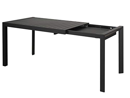 Chicreat - Mesa extensible de aluminio para jardín, 127-180 x 77 x 71,5 cm (negro)