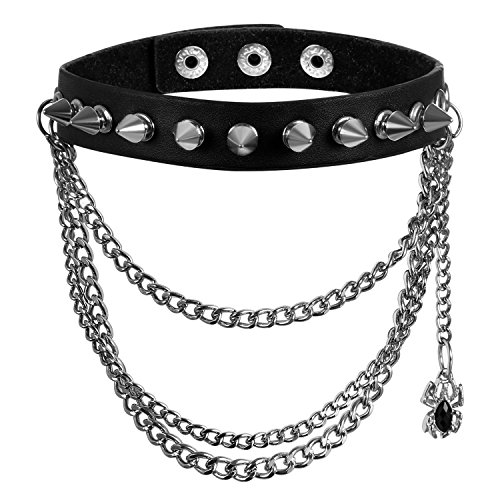 Choker Gargantilla Punk Collar Mujer Calavera Colgante Pluma Gótico Cuero Joyería de Moda Ajustable 41cm Regalo Cumpleaños para Mujer (Araña)