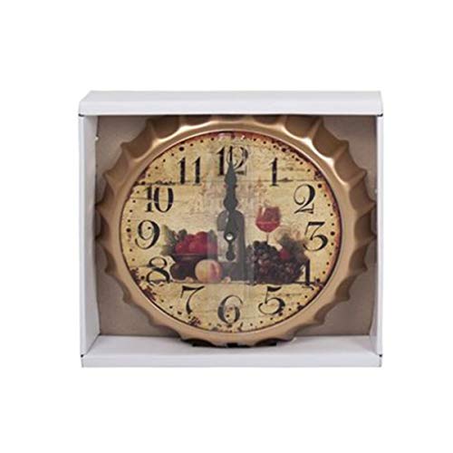 Cisne 2013, S.L. Reloj de Pared Chapa Cocina diseño Bodegón. Tamaño 34cm. Reloj de Cocina con Forma de Chapa bodegon.