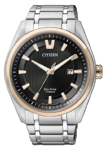 Citizen Super Titanium - Reloj de Cuarzo para Hombre, con Correa de Titanio, Color Plateado