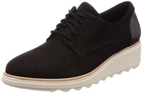 Clarks Sharon Crystal, Zapatos de Cordones Derby para Mujer, Negro (Black-), 41 EU