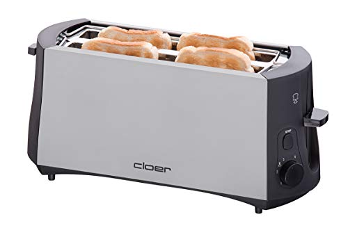 Cloer 3710 3710-Tostadora, 1380 W, Metal, 2 Ranuras, Negro, Acero pulido