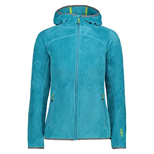 CMP Chaqueta de Forro Polar Chaqueta de Forro Polar para Mujer Ligera y Fina con Capucha Forro de Felpa tierno a Prueba de Viento y Transpirable para Exteriores, Größe:34, Farbe:Curacao-Blue