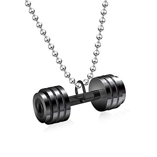 Collar Colgante Joyería Collares Pendientes De Acero Inoxidable Barbell Dumbbell Charm Culturismo Collares De Cadena Larga para Hombres Hombres Fitness Jewelry Gifts-2