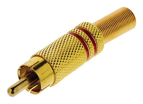 Conector RCA macho en color rojo y anillo chapado en oro, 10 unidades