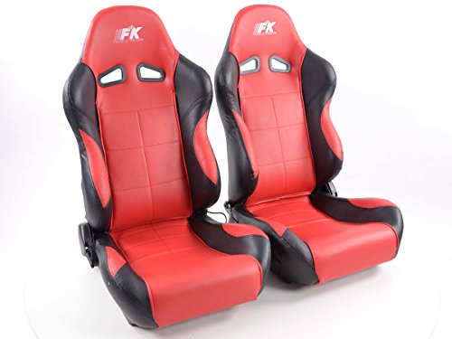 Conjunto de asientos deportivos Comfort. 1 x Asiento conductor 1 x Asiento copiloto. Rojo/negro