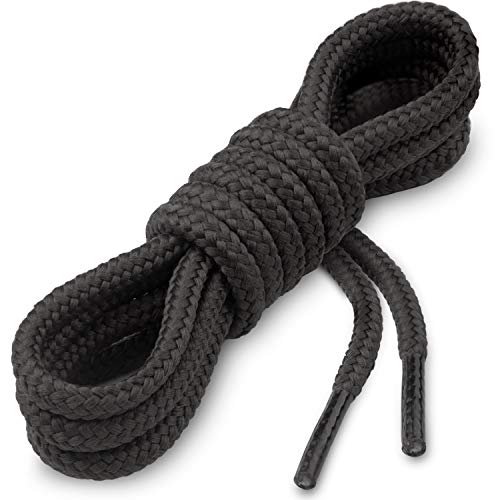 Cordones Redondos para Botas Miscly [3 Pares] Cordones Reforzados y Duraderos para Botas, Calzado de Seguridad y Zapatos de Senderismo - 5 mm Diámetro (183cm, Negro)