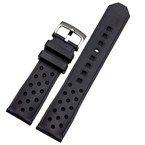 Correa para reloj deportivo de silicona negra de 22 mm con hebilla