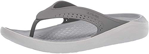 Crocs LiteRide Flip, Chanclas Unisex Adulto, Gris (Smoke/Pearl White 06j), 38/39 EU