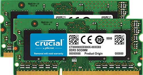 Crucial CT2KIT102464BF160B Kit de memoria RAM de 16 GB (8 GB x 2) (DDR3L, 1600 MT/s,  PC3L-12800, SODIMM, 204-Pin)