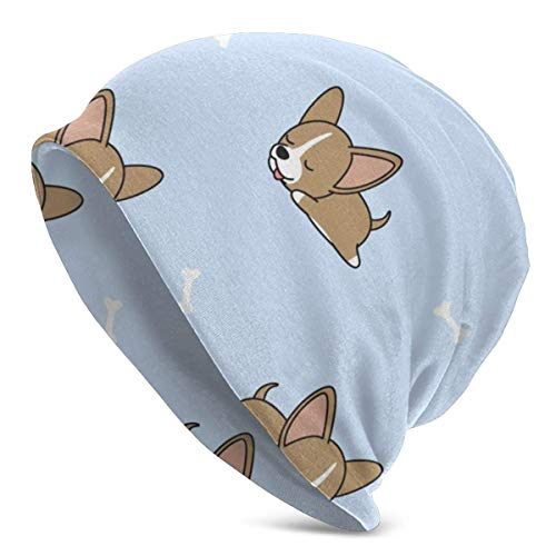 Cute Chihuahua Puppy Sleeping Bone Beanie Hat Ligero Baggy Slouchy Elastic Turbante para Hombres y Mujeres, Gorro de confinamiento Headwraps