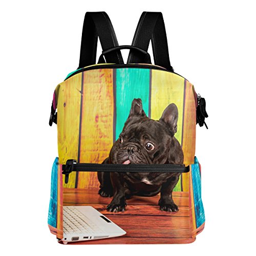 Cute French Bulldog ligero impermeable poliéster gran capacidad mochila Campus mochila de viaje mochila