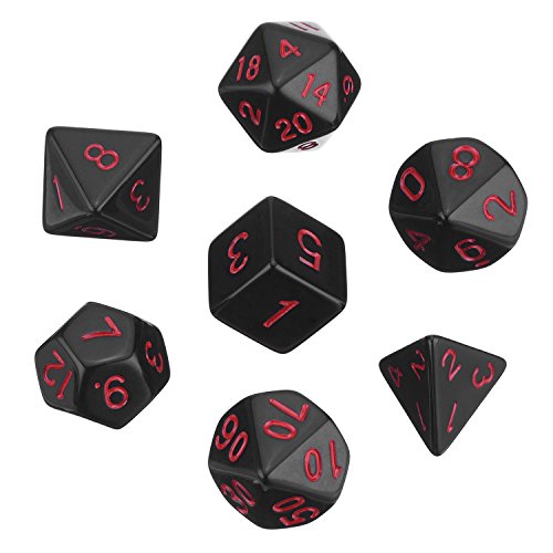 Dados Poliédricos Set de 7-Dados para Dungeons y Dragons con Bolsa Negra (Negro)