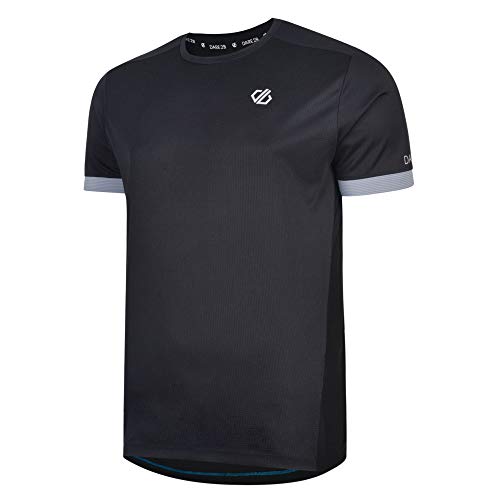 Dare2b Righteous' Lightweight Quick Drying Mesh Back Ventingreflective Detail Cycle Jersey T-Shirts/Polos/Vests, Hombre, Black/Gravity Grey, XXL
