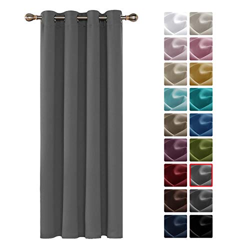 Deconovo Cortinas Opacas de Salón Aislantes Térmicas para Ventanas con Ollaos 140 x 175 cm Gris Claro