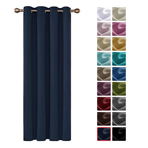 Deconovo Cortinas Opacas para Habitacion Aislamiento Térmico con Ojales 1 Pieza 132 x 242 cm Azul Marino