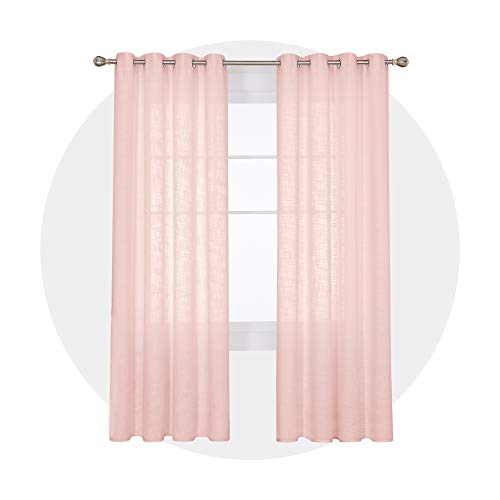 Deconovo Cortinas Salon Efecto Lino con Ojales 140x175cm Rosa