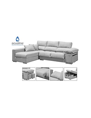 DECOR NATUR-Sofá Largo Chaiselongue Modelo COPI en Color Gris aqualine