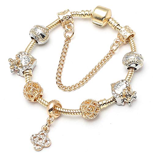 Delicate girl-shouzhuo Resplandeciente De Moda Colgante Trébol De Oro Wome Charm Bracelet Cristal Perlas De Vidrio De Murano Pulsera Joyería De Marca