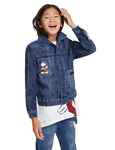 Desigual Jacket Mickey Chaqueta, Azul (Denim Light Wash 5007), 128 para Niñas