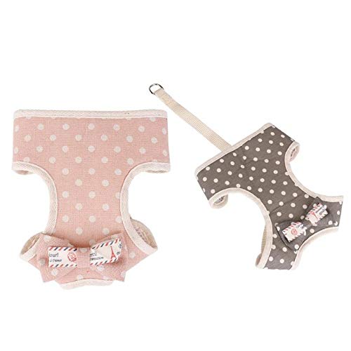 DOGKLDSF Correa de Perro Juego de Correas para Perros pequeños, Conjunto de Mascotas, Gato, Chaleco, arnés con Bowknot Acolchado para Perros cachorritos, Chihuahua Yorkies, Color Aleatorio, L