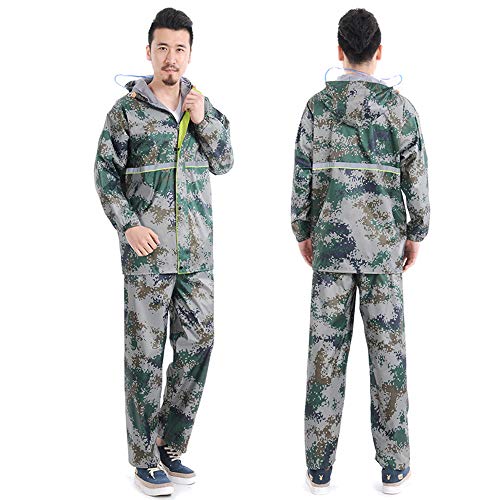 DONG El Impermeable Arriba y Abajo Traje de Camuflaje Impermeable Resistente al Agua Impermeable y,Verde,XXL