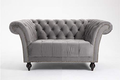 DProT Chesterfield - Sillón de sofá hecho a mano (1,5, 2 o 3 plazas) 1.5 Seat Sofa Grey marrón