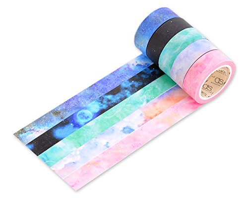 DSstyles 10M Adhesivo Creativo Reposicionable Scrapbooking Craft Stripes Dots DIY Japonés Masking Tapes Decorativo Sticky Washi Cinta Colección Set