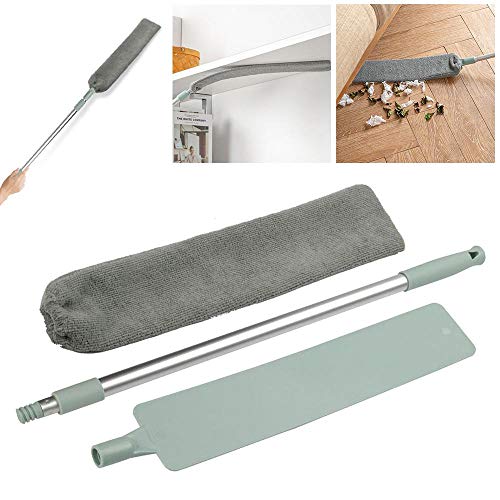 Dumcuw Cepillo de limpieza de polvo, varilla telescópica ajustable, para limpieza de polvo, mojado y seco, Herramientas de limpieza del hogar debajo de la cama y el sofá.