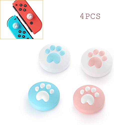 Elyco Thumb Grip Cap para Switch, 4pcs Cat Claw Button Cap Silicona Analógico Pulgar Tapa Protectora, Reemplazo Gato Almohadilla Thumbsticks Cover Joystick Cap para Nintendo Switch