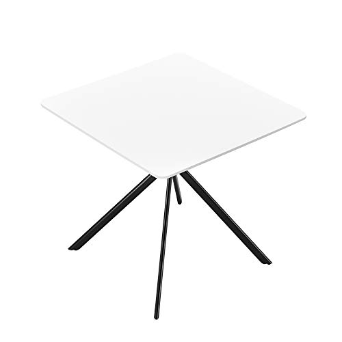 [en.casa] Mesa de Comedor Blanco 78 x 78 x 75 cm Tablero de MDF Lacado Blanco