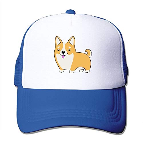 errterfte Corgi Tongue Mesh Hat Unisex Stretch Trucker Baseball Hat Royalblue Personalized Hat Comfortable Adjustable