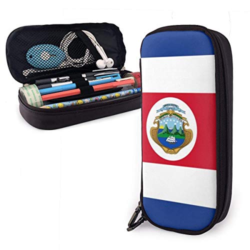 Estuche de lápices con bandera de Costa Rica Estuche de lápices de gran capacidad con cremallera duradera Estuche de papelería para estudiantes para bolígrafos y otros útiles escolares