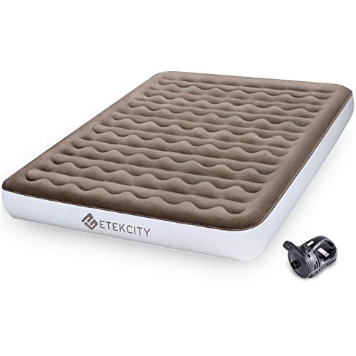 Etekcity Colchón de Aire Hinchable (203 x 152 x 22,9 cm), Cama de Aire Inflable para Campaña Casa con Bomba Eléctrica Portátil Recargable, Tamaño Doble