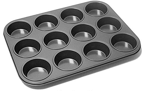 EUROXANTY® Moldes de Horno para 12 Magdalenas y Muffins | Acero al Carbono con Recubrimiento Antiadherente Fácil Limpieza