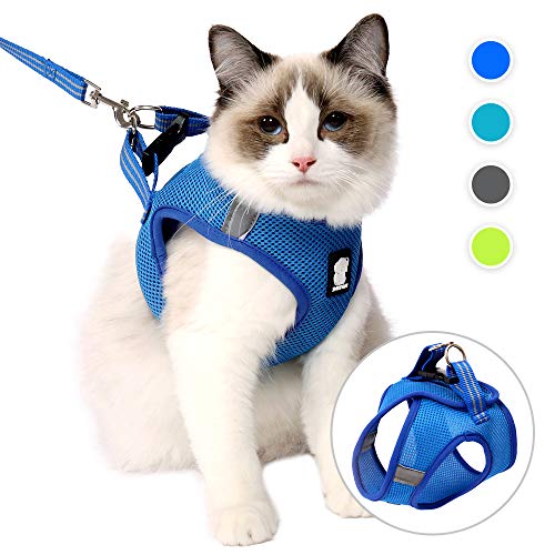 EVEL Conjunto de arnés y Correa para Gato Chaqueta de Chaleco Acolchada de Malla Suave Ajustable Reflectante a Prueba de Escapes para Mascotas Cachorro Gatito Caminata al Aire Libre