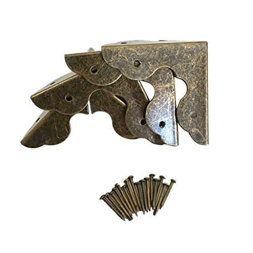 F Fityle Juego de 4 pcs Cubiertas de Borde de Hierro de Color Bronce Antiguo, Herrajes Metálicos, Protector de Esquina para Mesa, Muebles