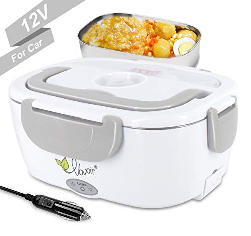 Fiambrera eléctrica comida térmico Lunch Box Fiambreras bento Uso en coche eléctrica con Bandeja extraíble acero inoxidable Recipiente de comida térmico 12V