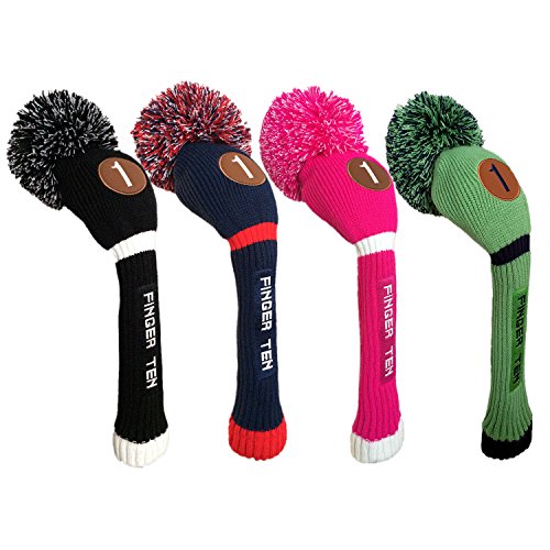 FINGER TEN Pom Pom Golf Palos de Cabeza para Mezclar Madera con el Carril del Conductor, Vintage Negro Azul Rosa 1 3 5 Hombres Mujeres Conjunto