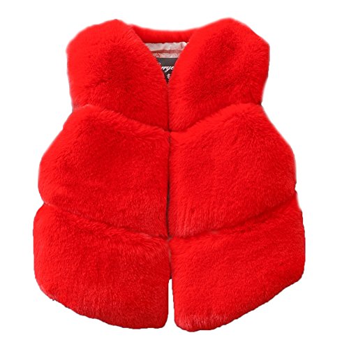 FOLOBE Los niños de otoño e Invierno Faux Fur Chalecos Los nuevos Cabritos imitación Fox Pelo Gilets Abrigos para Las niñas y los niños