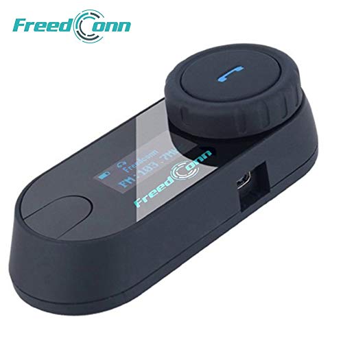 Freedconn Auriculares Intercomunicador Bluetooth para Casco de Motocicleta Moto Intercom Headset T-COMSC 800m intercomunicador del Casco de Auriculares FM Altavoz 3 Los Jinetes con Pantalla LCD