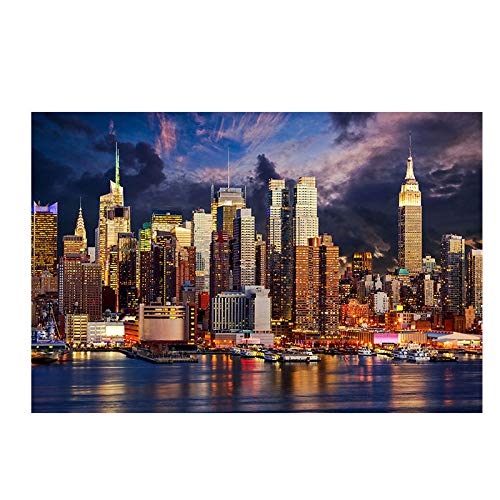 FXBSZ Sunset Cloud Ciudad de Nueva York Manhattan Architecture Canvas Painting Poster and Printmaking Art Living Room Wall Home Decoration 30x45cm sin marco